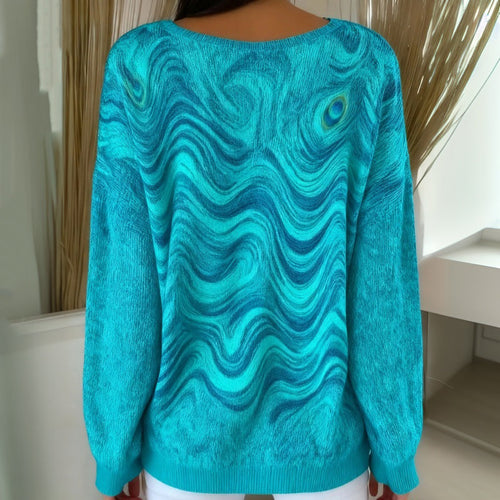 Blusa de Punto Turquesa con Escote en V